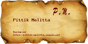Pittik Melitta névjegykártya
